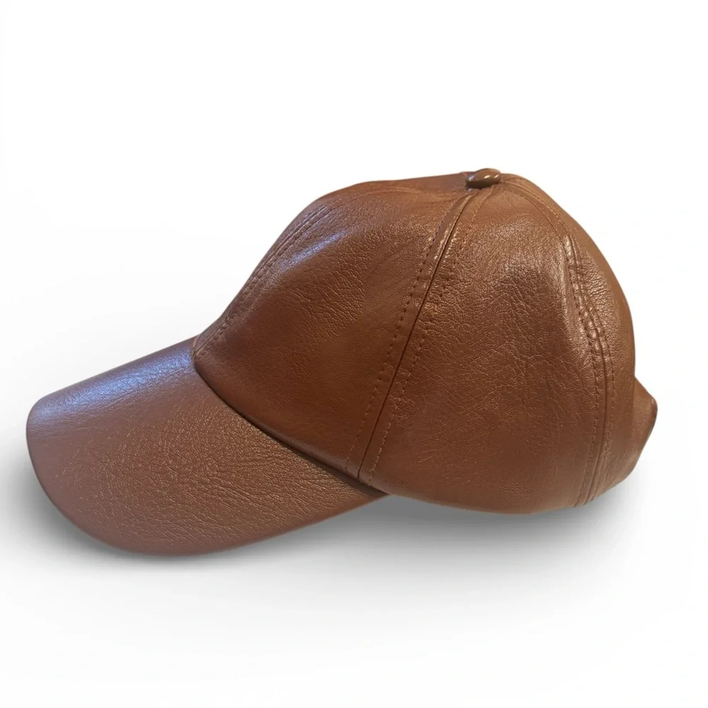 Wyeth by Todd Magill Brown Faux Leather Cap with adjustable strap NWT